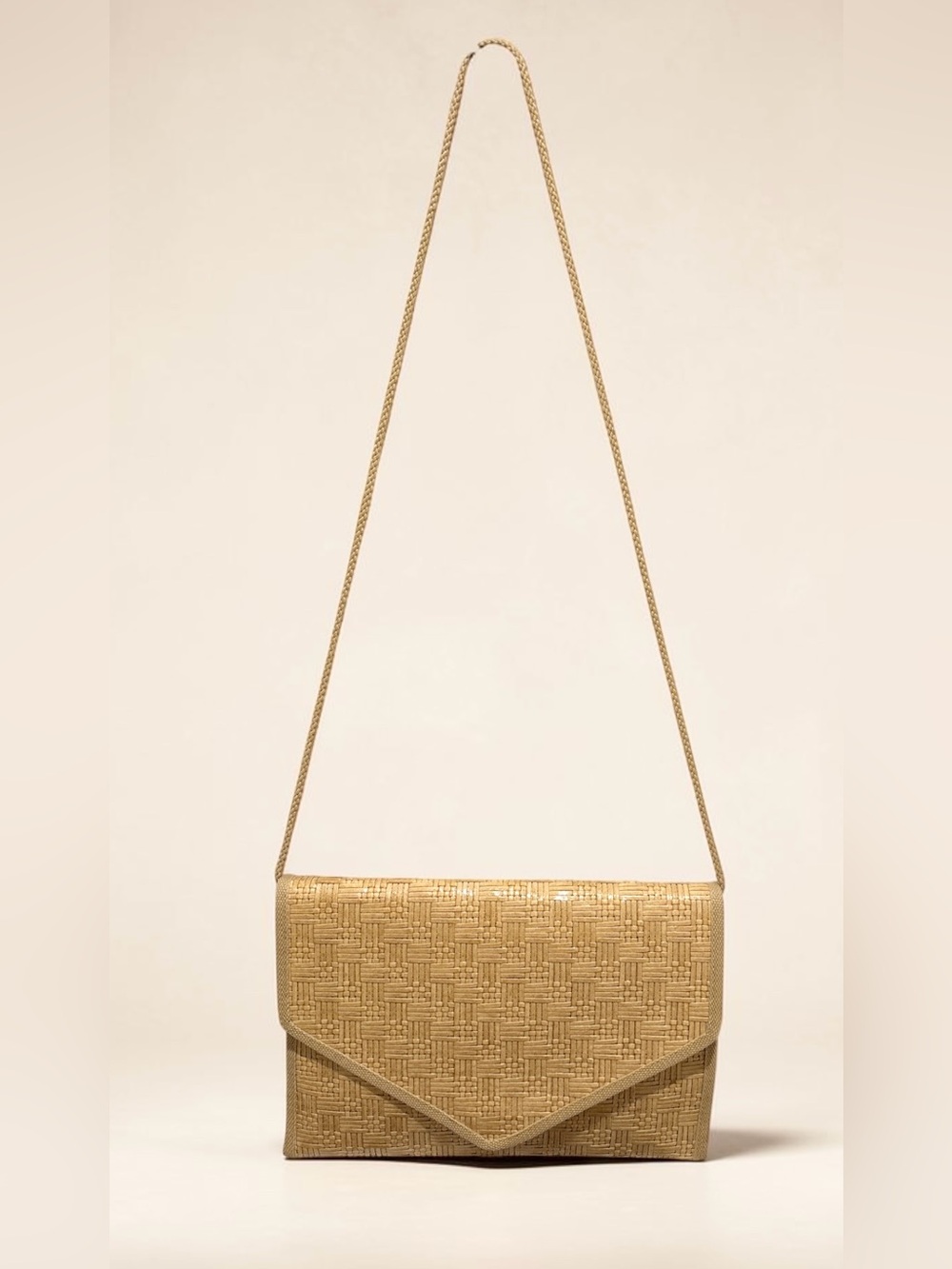 Vintage Vanessa Woven Straw/Ratan Crossbody Envelope Bag Made in Italy